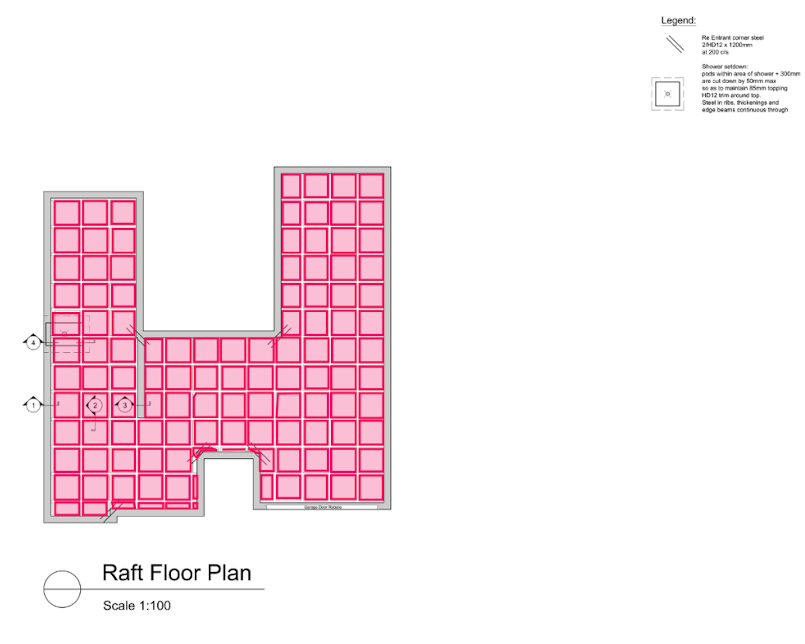 Raft floor plan showing segmented pods, ribs, and beams detected by the AI